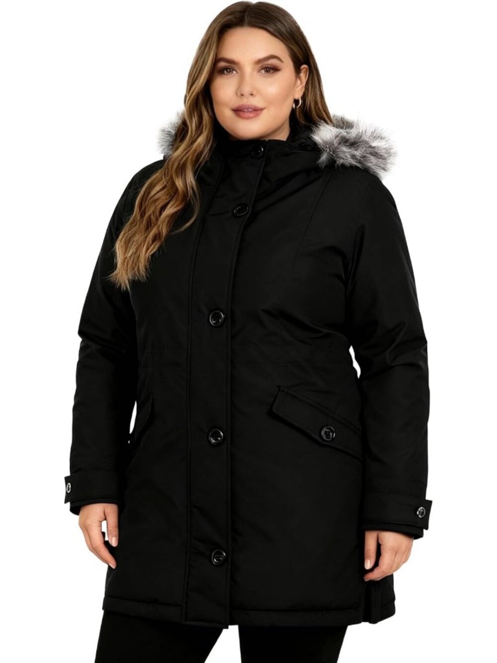 Plus Size Thick Winter Parka Jacket with Hood for Women - Warm & Stylish